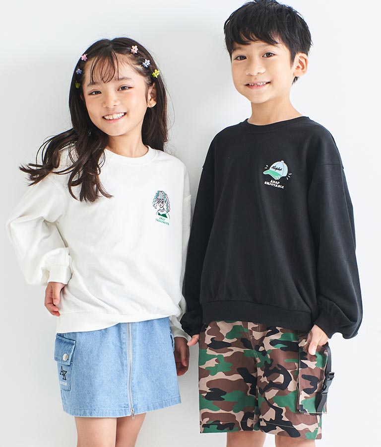 ワンポイント 刺繍 ミニ裏毛 トレーナー 423-2892