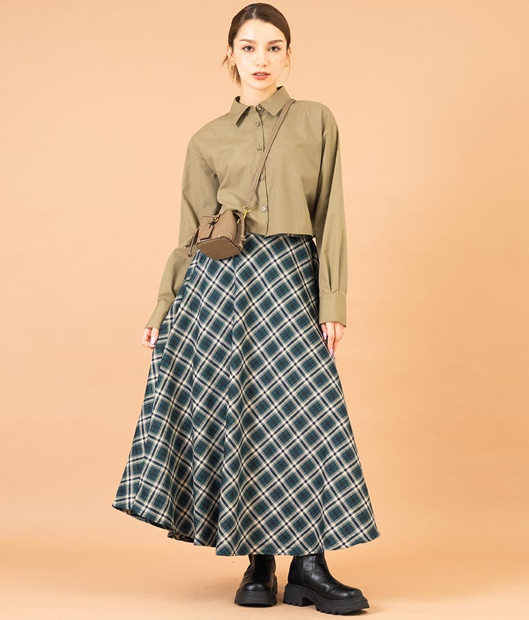 バイヤスチェックフレアスカート 521-6728