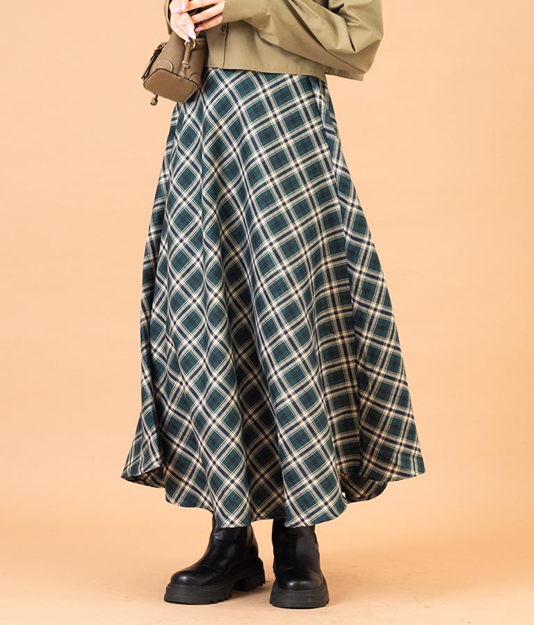 バイヤスチェックフレアスカート 521-6728