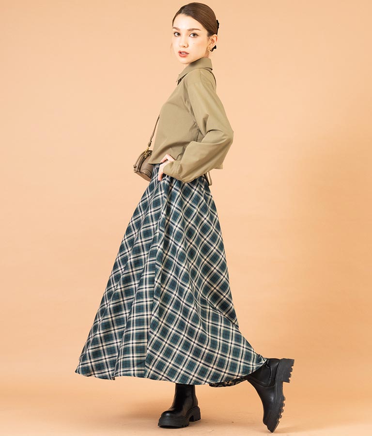 バイヤスチェックフレアスカート 521-6728