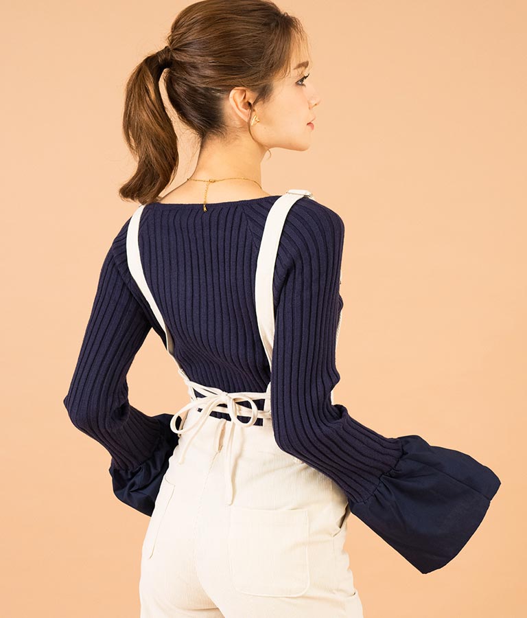袖切り替え ベルスリーブ ニット 523-6781