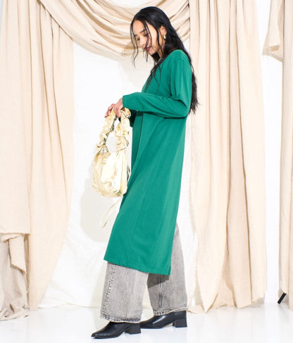 シルケット 天竺 バック スリット ロング Tシャツ 363-8919