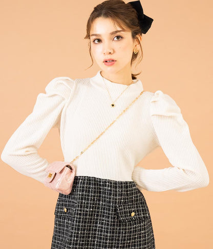 ツイード 切り替え ミニ ワンピース 527-6789