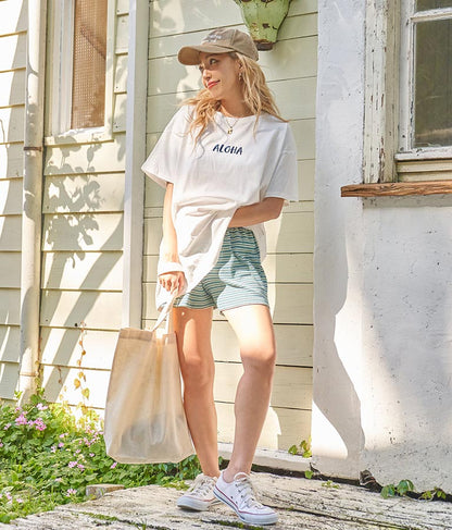 ワッフル ボーダー ソフト フレア ショートパンツ 852-5889