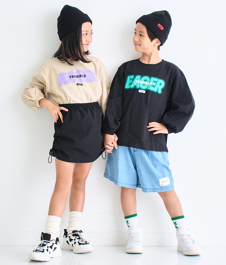 スプレーロゴ プリント ビッグ ロンT 長袖 Tシャツ 423-3215