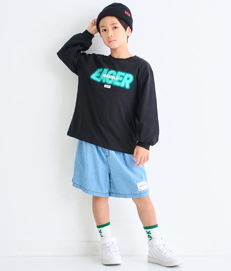 スプレーロゴ プリント ビッグ ロンT 長袖 Tシャツ 423-3215