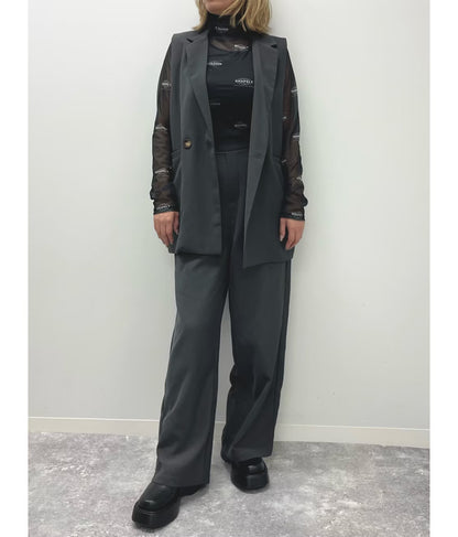 ロゴプリント シアー ハイネック トップス 793-9031