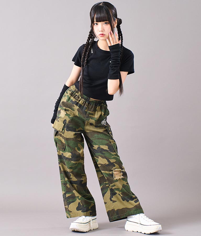 アームウォーマー付 刺繍 Tシャツ 913-7279