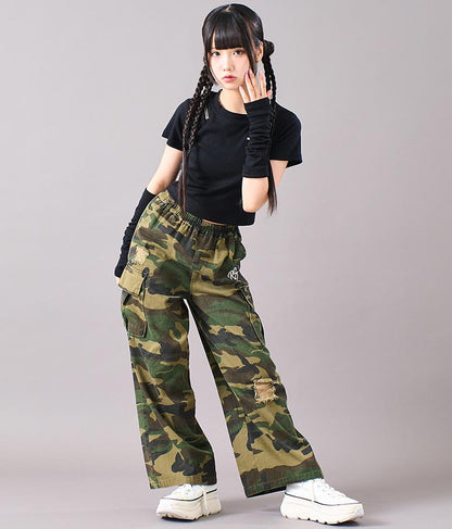 アームウォーマー付 刺繍 Tシャツ 913-7279