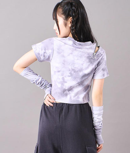 アームウォーマー付 刺繍 Tシャツ 913-7279