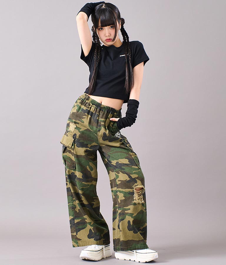 アームウォーマー付 刺繍 Tシャツ 913-7279