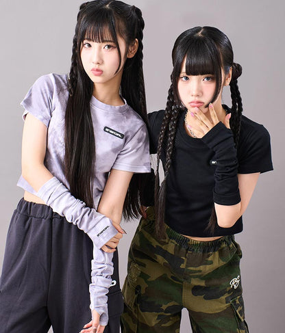 アームウォーマー付 刺繍 Tシャツ 913-7279