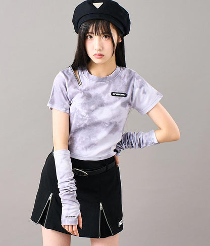 アームウォーマー付 刺繍 Tシャツ 913-7279