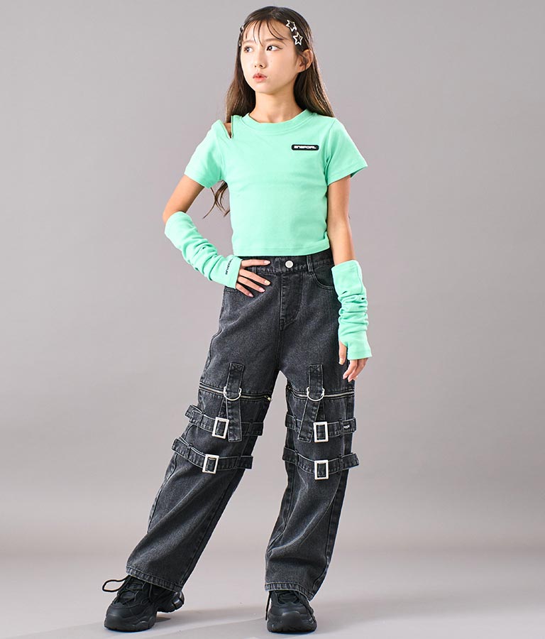 アームウォーマー付 刺繍 Tシャツ 913-7279