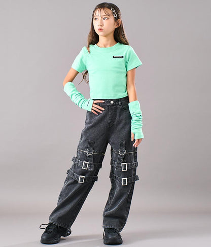 アームウォーマー付 刺繍 Tシャツ 913-7279