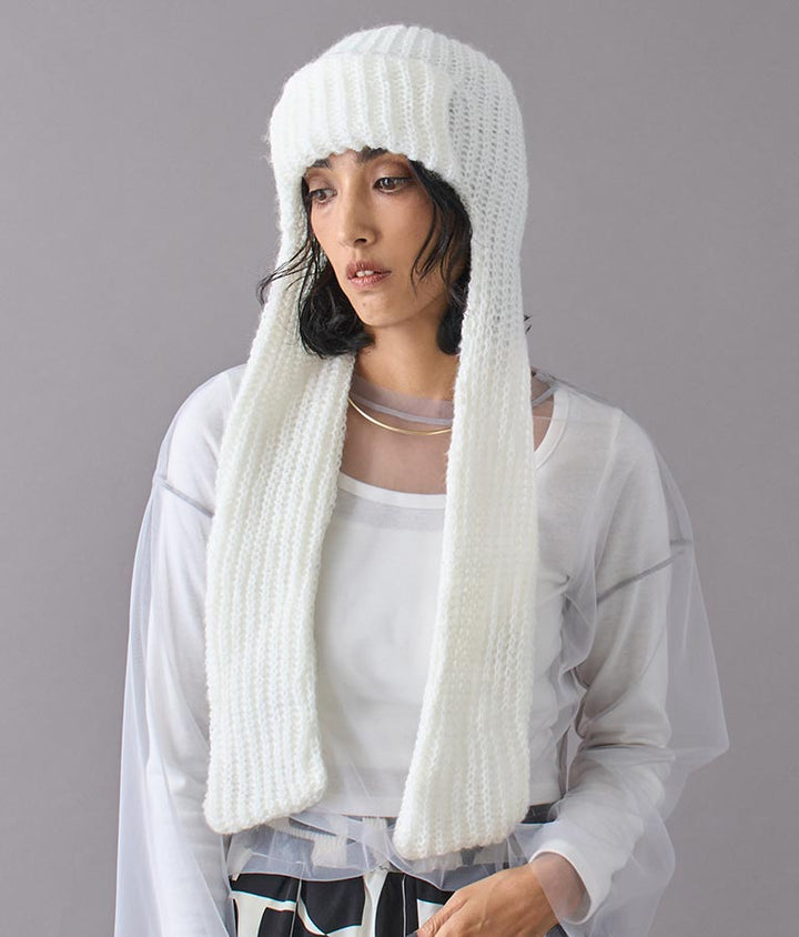 モヘヤ ロングイヤー マフラー ニット キャップ 369-9526