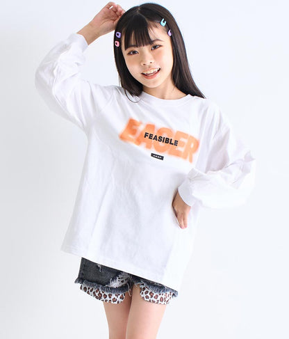 スプレーロゴ プリント ビッグ ロンT 長袖 Tシャツ 423-3215