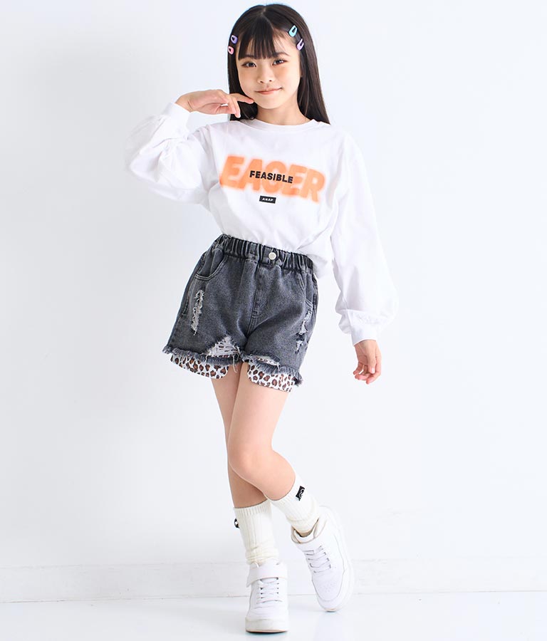 スプレーロゴ プリント ビッグ ロンT 長袖 Tシャツ 423-3215