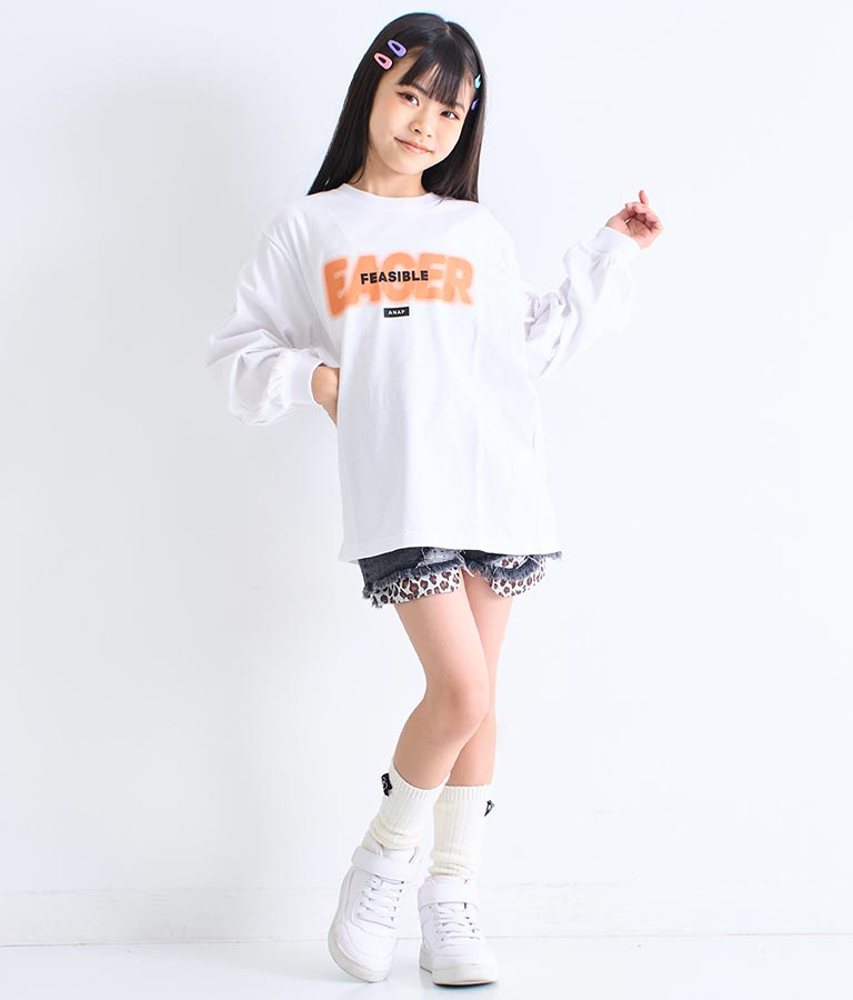 スプレーロゴ プリント ビッグ ロンT 長袖 Tシャツ 423-3215