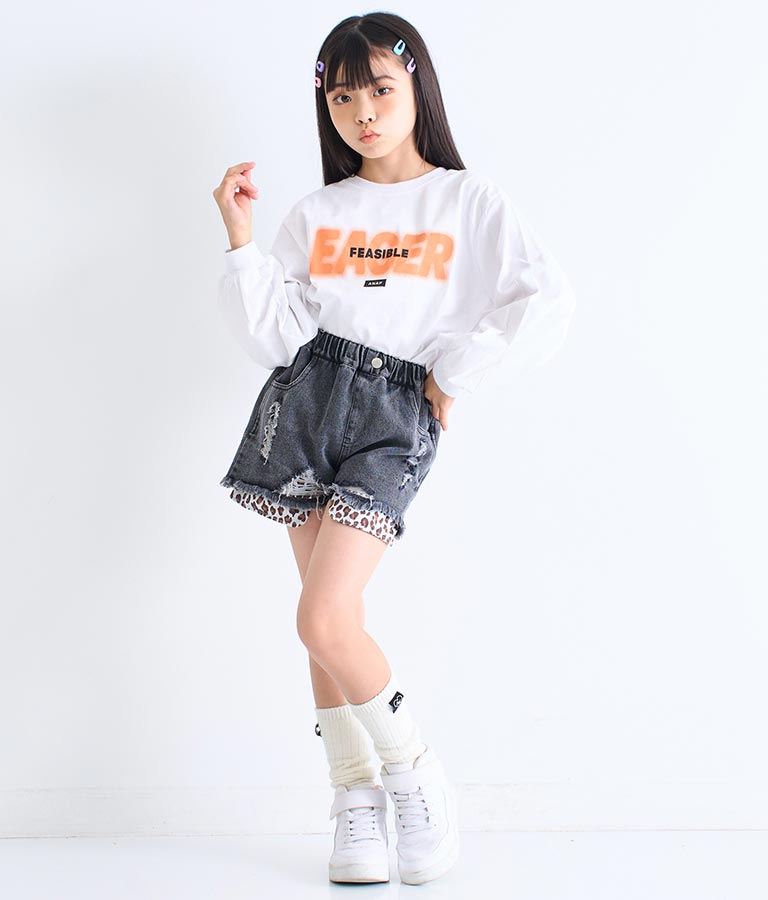 スプレーロゴ プリント ビッグ ロンT 長袖 Tシャツ 423-3215