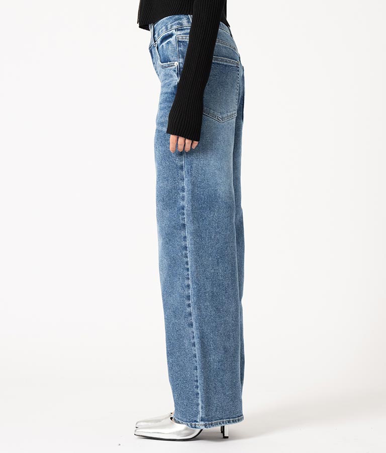 3つボタン ストレッチ ストレート デニム パンツ