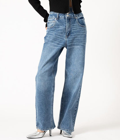 3つボタン ストレッチ ストレート デニム パンツ 152-5583