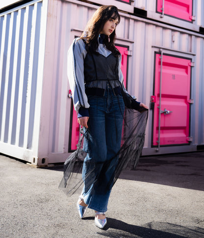 3つボタン ストレッチ ストレート デニム パンツ 152-5583