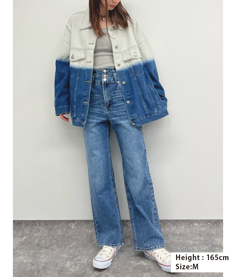 3つボタン ストレッチ ストレート デニム パンツ 152-5583