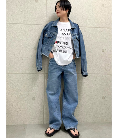 3つボタン ストレッチ ストレート デニム パンツ 152-5583