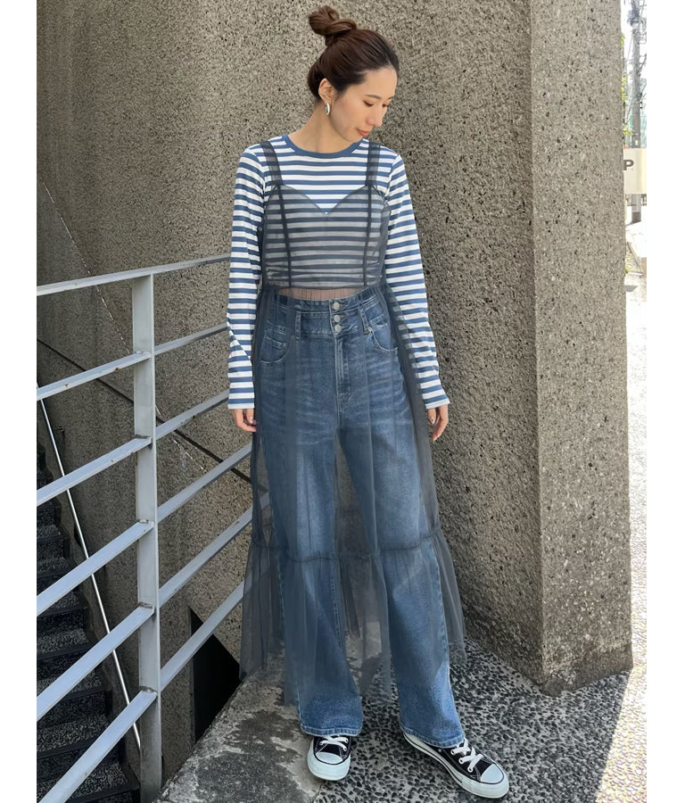 3つボタン ストレッチ ストレート デニム パンツ 152-5583