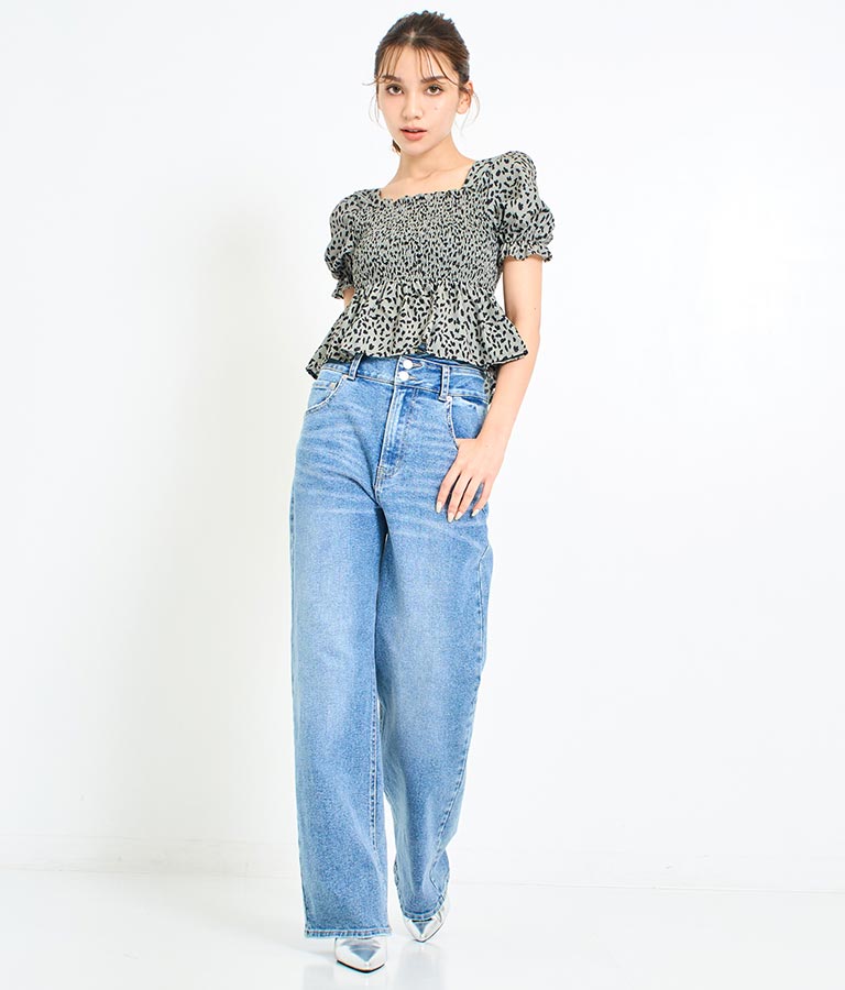 3つボタン ストレッチ ストレート デニム パンツ 152-5583