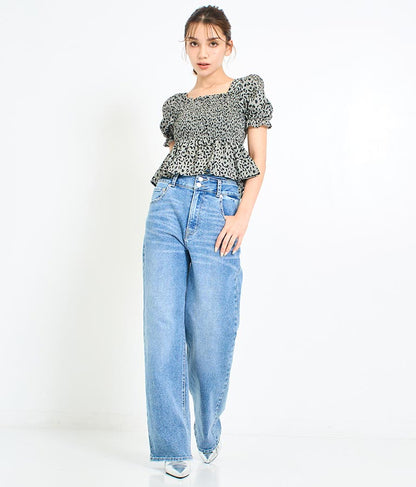 3つボタン ストレッチ ストレート デニム パンツ 152-5583