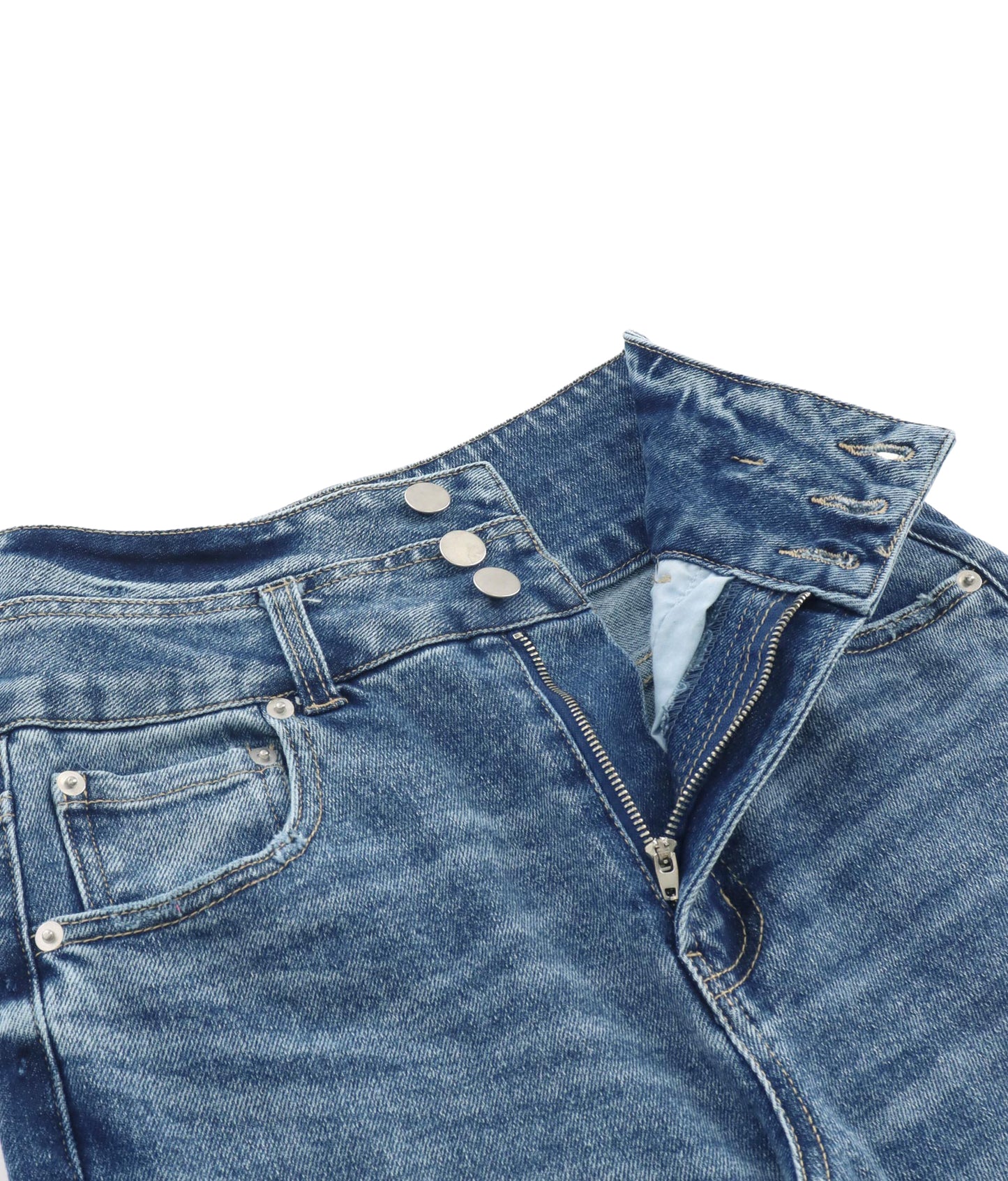 3つボタン ストレッチ ストレート デニム パンツ 152-5583