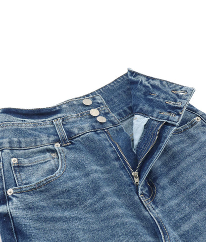 3つボタン ストレッチ ストレート デニム パンツ 152-5583