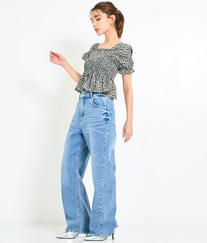 3つボタン ストレッチ ストレート デニム パンツ 152-5583