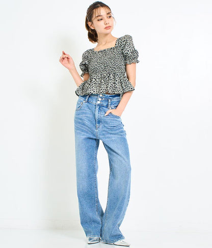 3つボタン ストレッチ ストレート デニム パンツ 152-5583