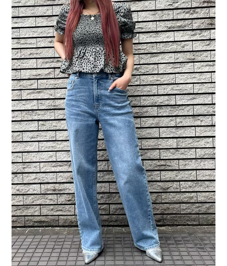 3つボタン ストレッチ ストレート デニム パンツ 152-5583