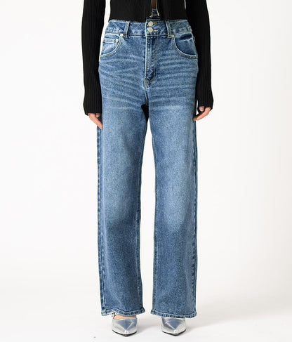 3つボタン ストレッチ ストレート デニム パンツ 152-5583