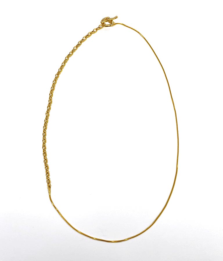 金属アレルギー対応 ステンレス MIXチェーン ロング ラリエット ネックレス 369-9536