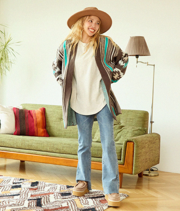 オルテガ ストライプ カーディガン 814-6704