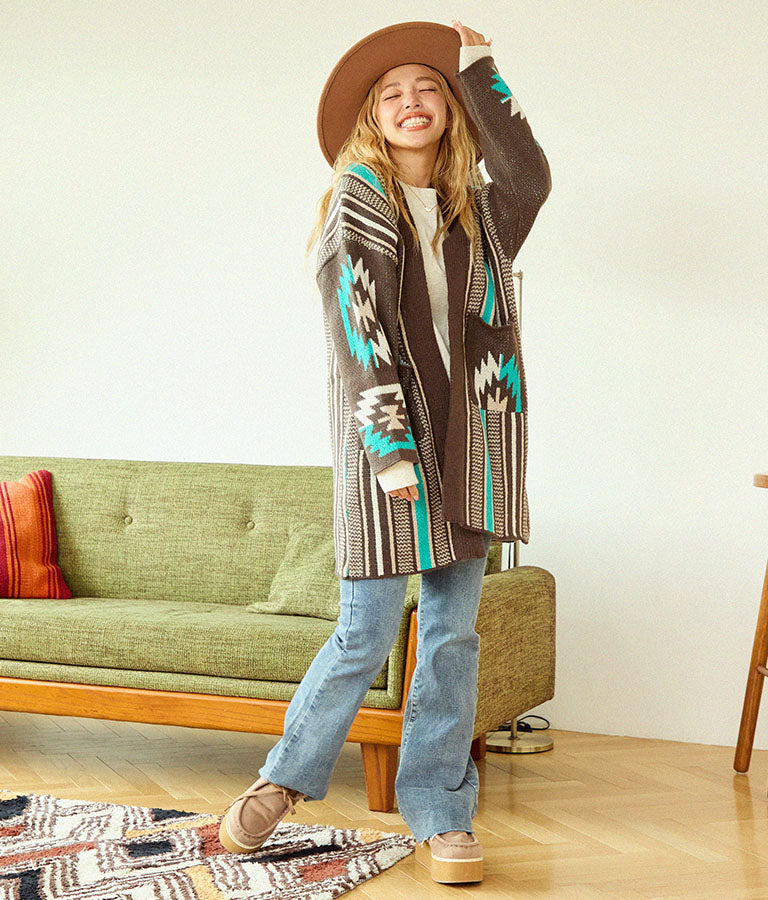 オルテガ ストライプ カーディガン 814-6704