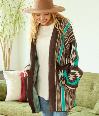 オルテガ ストライプ カーディガン 814-6704