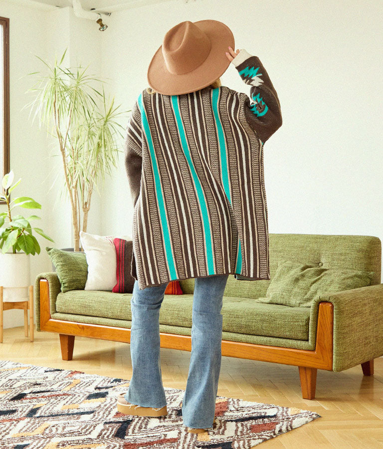 オルテガ ストライプ カーディガン 814-6704