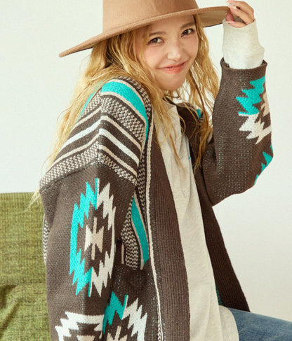 オルテガ ストライプ カーディガン 814-6704