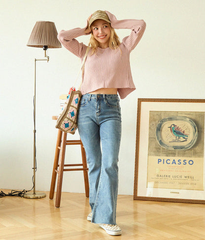 バックオープン スポンジディッシュ リブ ニット トップス 853-5800