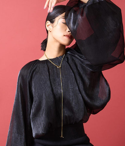 金属アレルギー対応 ステンレス MIXチェーン ロング ラリエット ネックレス 369-9536