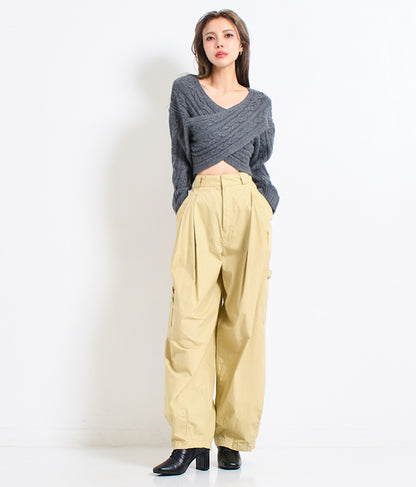 横編み ケーブル柄 オフショルダー ニットトップス 493-2574