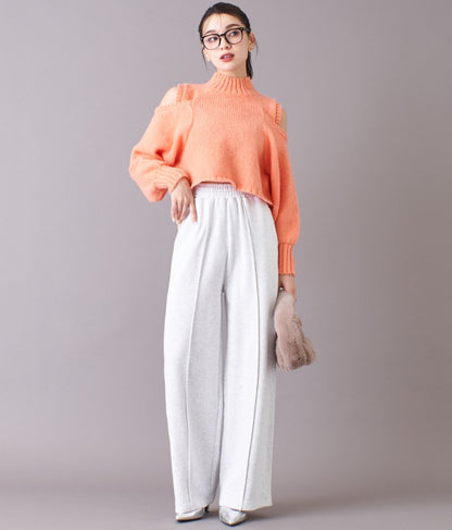 ショルダー スリット 起毛 ニット トップス 523-6691