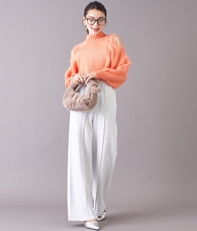 ショルダー スリット 起毛 ニット トップス 523-6691