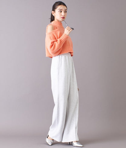 ショルダー スリット 起毛 ニット トップス 523-6691